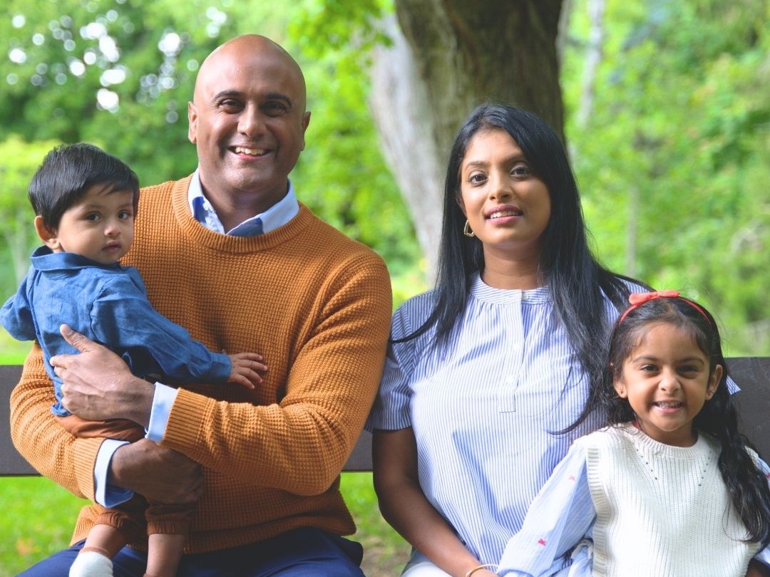 Parthi Kandavel with his family in Scarborough Southwest